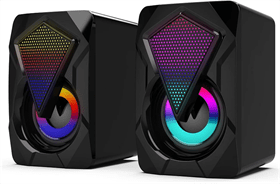 זוג רמקולים RGB קטנים למחשב בעל חיבור USB 2.0 ו Aux 3.5mm