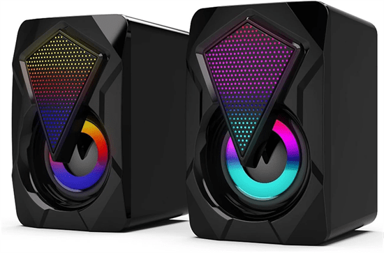 זוג רמקולים RGB קטנים למחשב בעל חיבור USB 2.0 ו Aux 3.5mm
