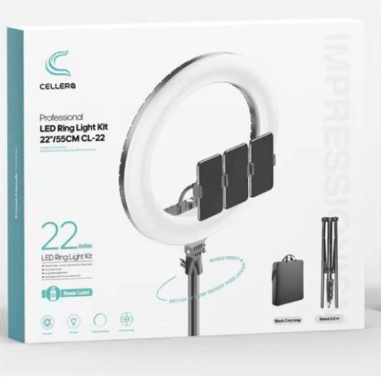 רינג לייט 22 אינץ 65W-560LED כולל חצובה 2M תיק נשיאה ושלט דגם CL-22