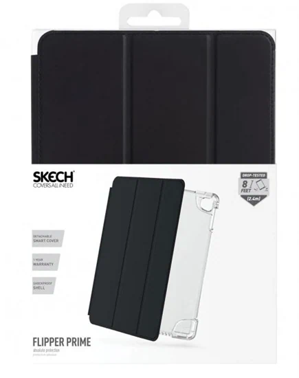 כיסוי SKECH דגם FLIPPER PRIME שחור שקוף אייפד פרו 13 אינץ' 2020